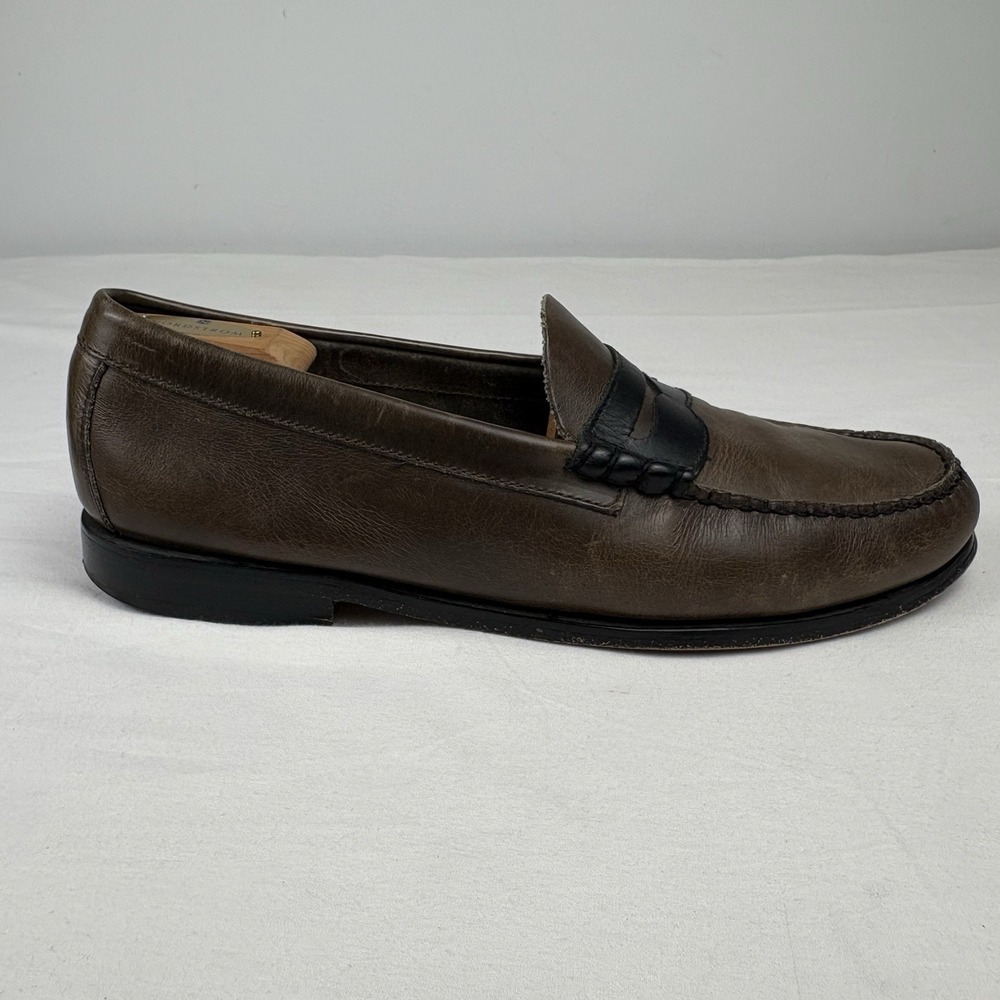 GH Bass & Co Weejuns "Leo" Penny Loafers 11.5D Gray/Black Handcrafted Leather - Picture 2 of 16